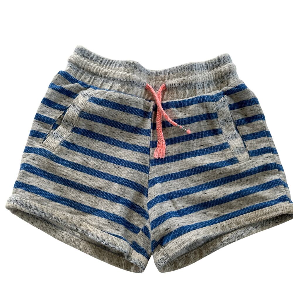 Athletic Works Gray & Blue Stripe Girls' Sweat Shorts - Size 6